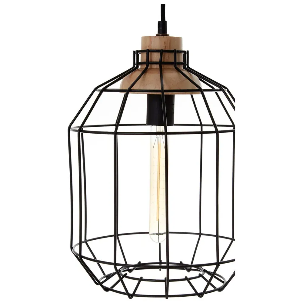 Wire Cage Pendant Light - Black, Iron