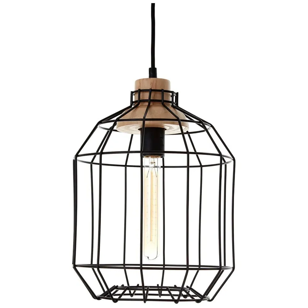 Wire Cage Pendant Light - Black, Iron