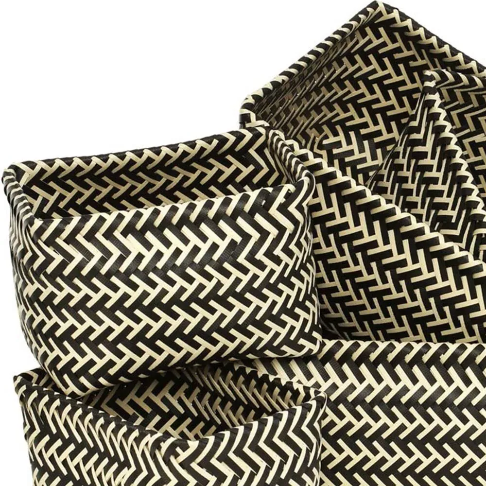 Woven Storage Basket 5 Pack - Black and White