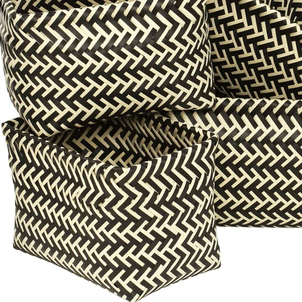 Woven Storage Basket 5 Pack - Black and White