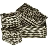 Woven Storage Basket 5 Pack - Black and White