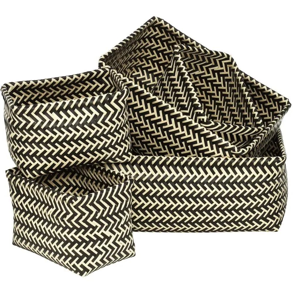 Woven Storage Basket 5 Pack - Black and White image