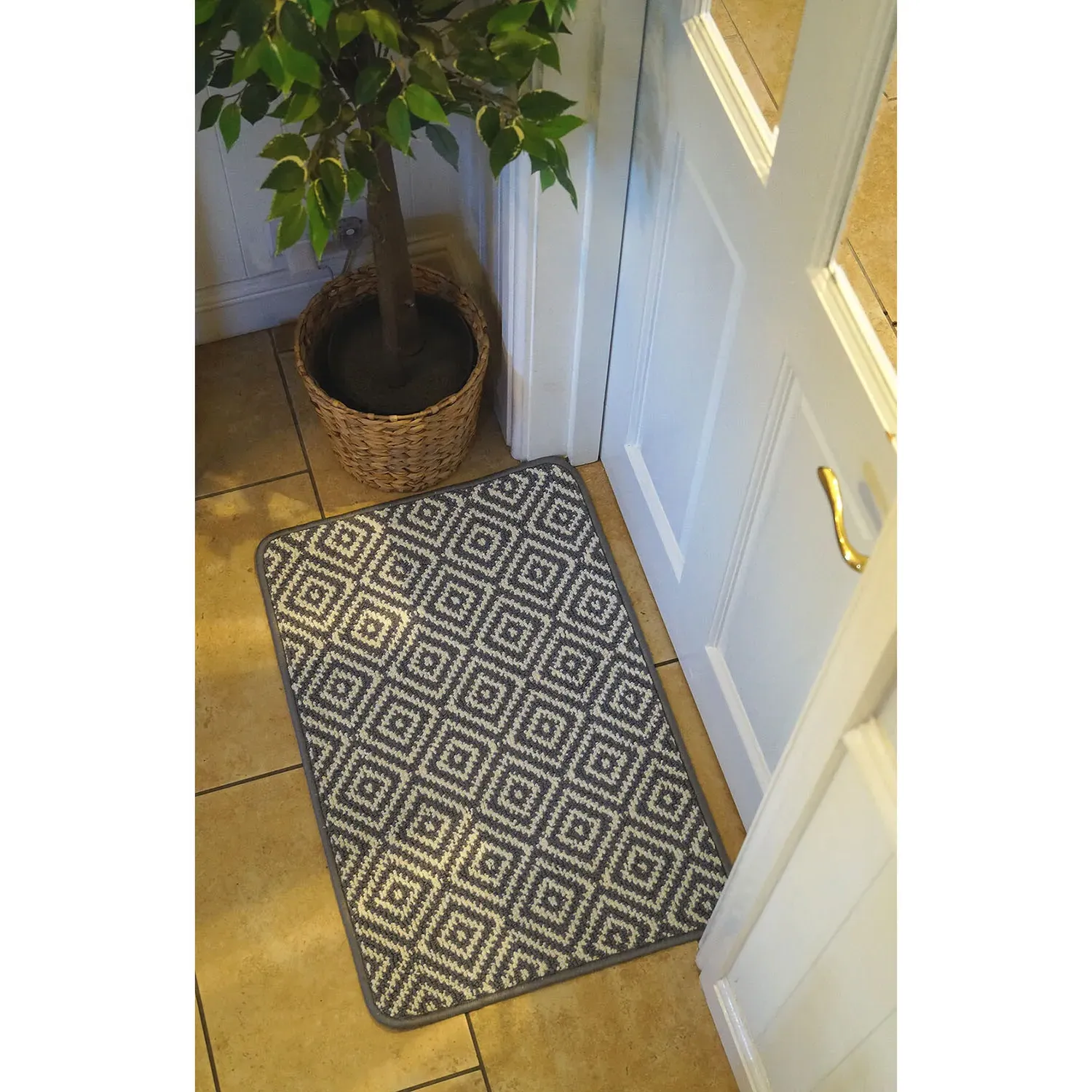 Polyester Loop Doormat - Black and White