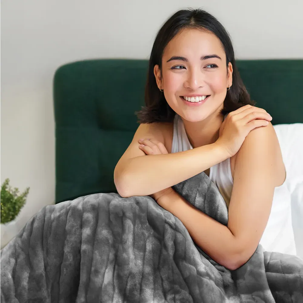 Pro Breeze Fleece Electric Heated Throw - Grey