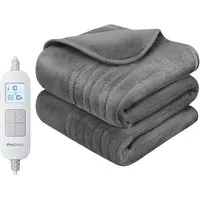 Pro Breeze Fleece Electric Heated Throw - Grey