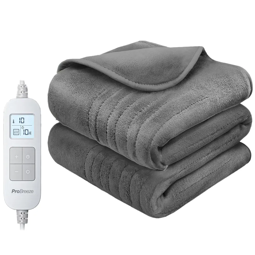 Pro Breeze Fleece Electric Heated Throw - Grey image