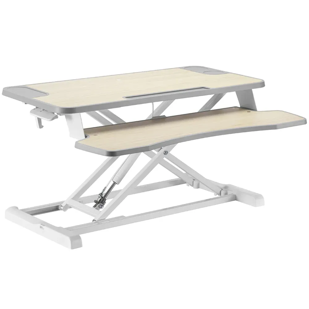 2 Tier Stand Up Desk with Gas Spring Lift - White