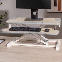 2 Tier Stand Up Desk with Gas Spring Lift - White