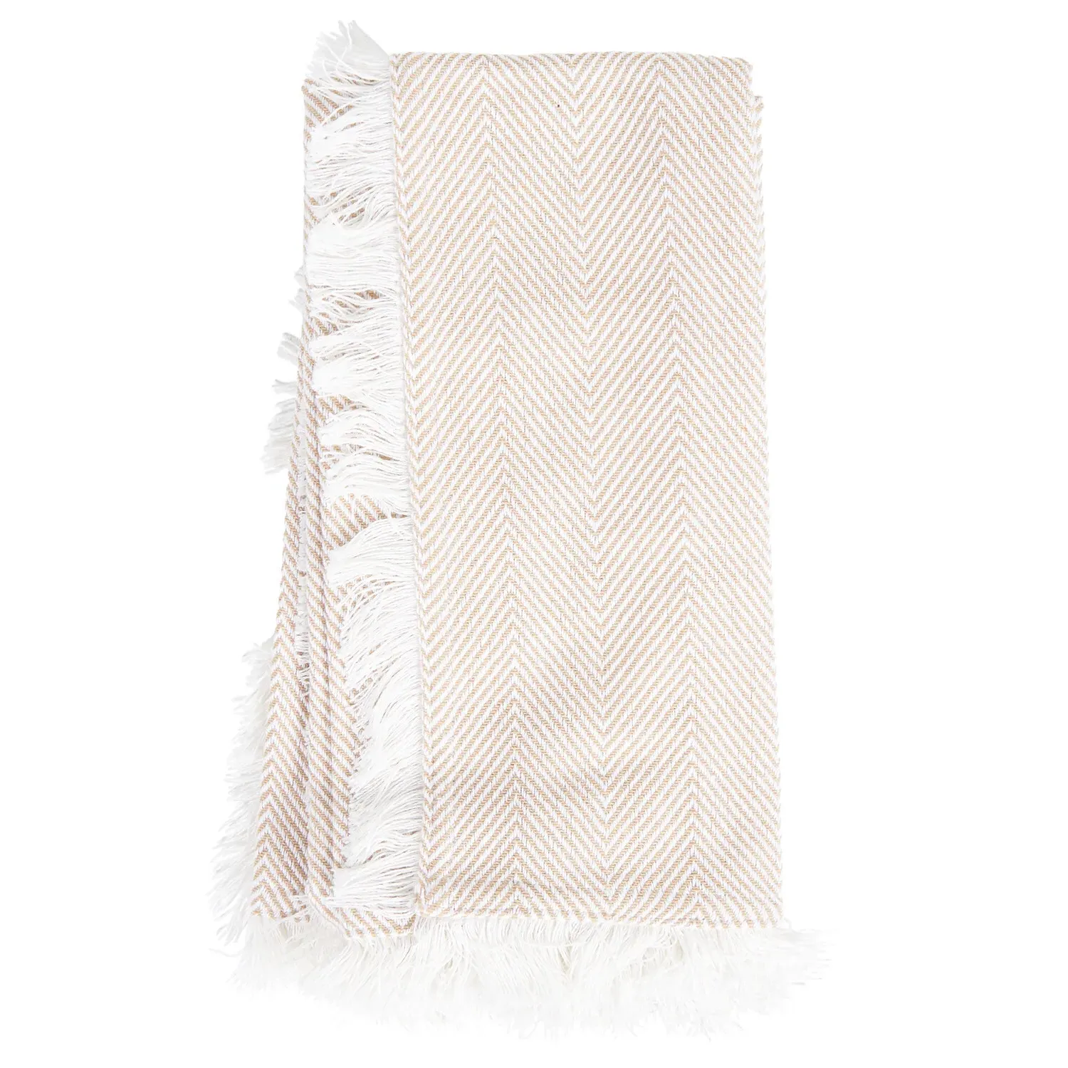 Pack of 2 Fringe Tea Towels - Beige