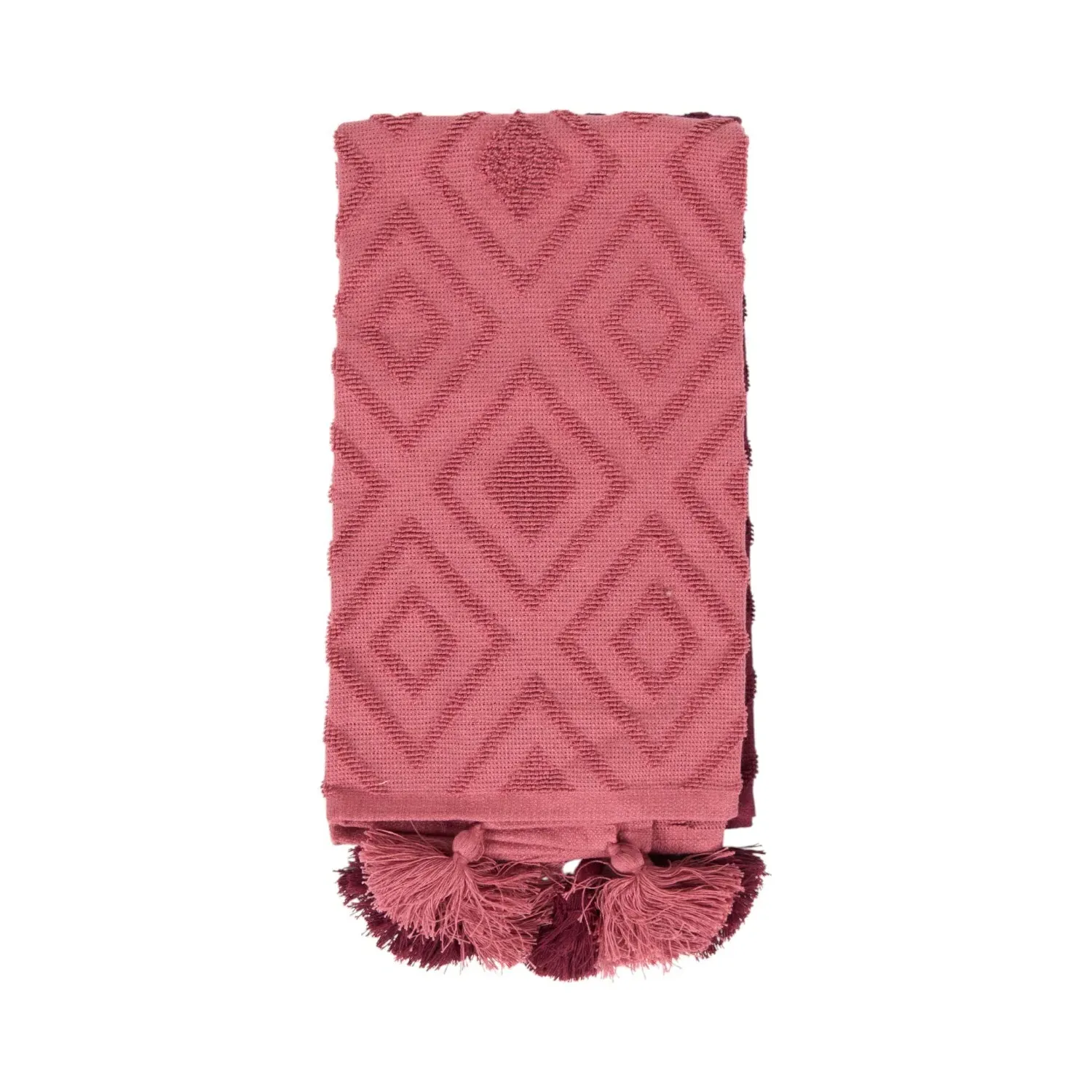 Pack of 2 Jacquard Tea Towels with Tassels - Red