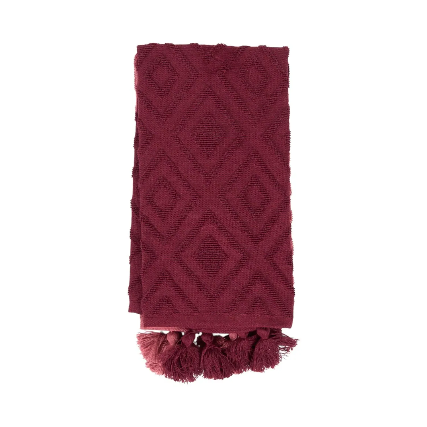 Pack of 2 Jacquard Tea Towels with Tassels - Red