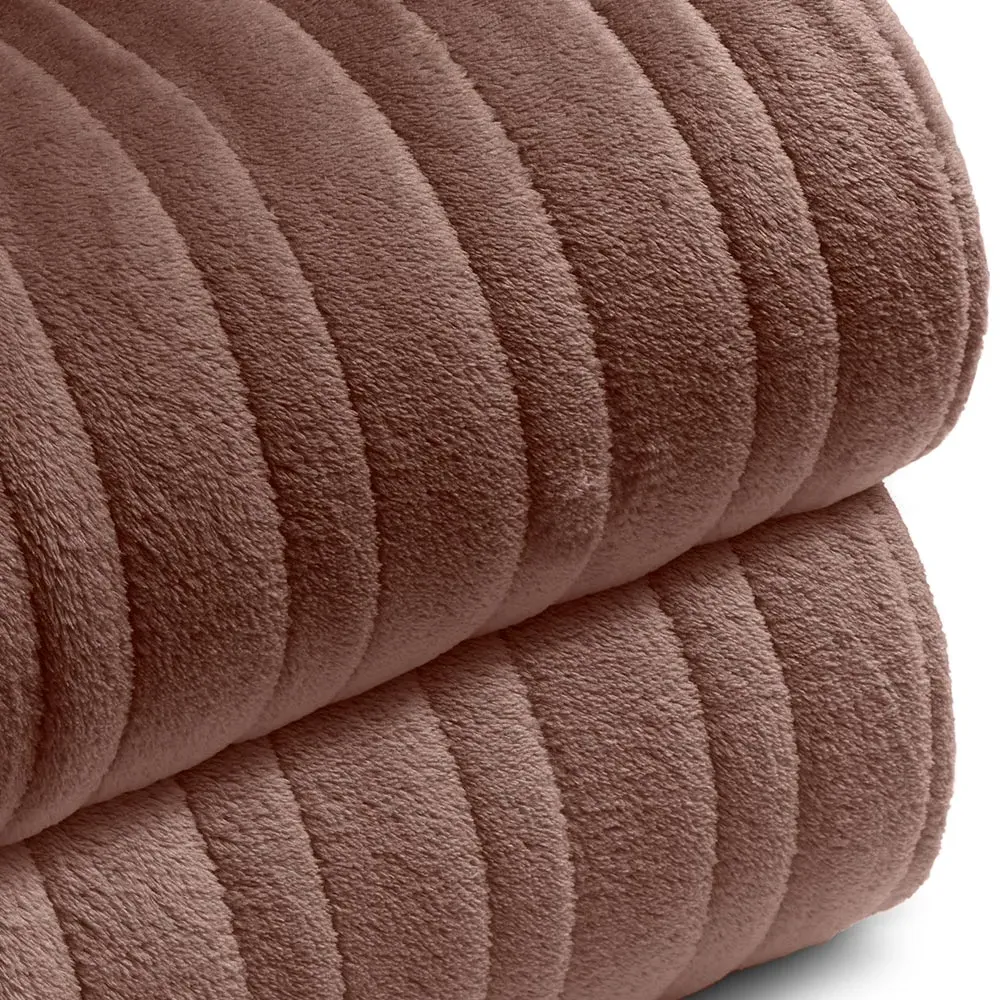 Electric Heated Throw with 9 Heat Settings - Brown, Fleece
