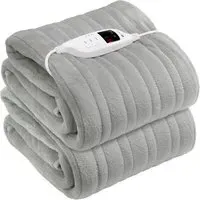 Electric Heated Throw with 9 Heat Settings - Grey, Fleece
