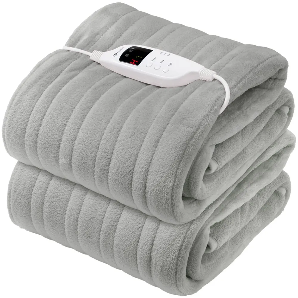 Electric Heated Throw with 9 Heat Settings - Grey, Fleece image