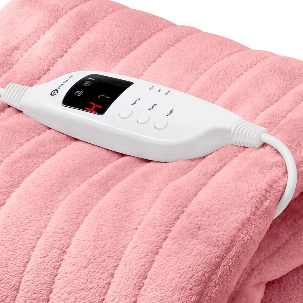 Electric Heated Throw with 9 Heat Settings - Pink, Fleece