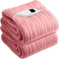 Electric Heated Throw with 9 Heat Settings - Pink, Fleece