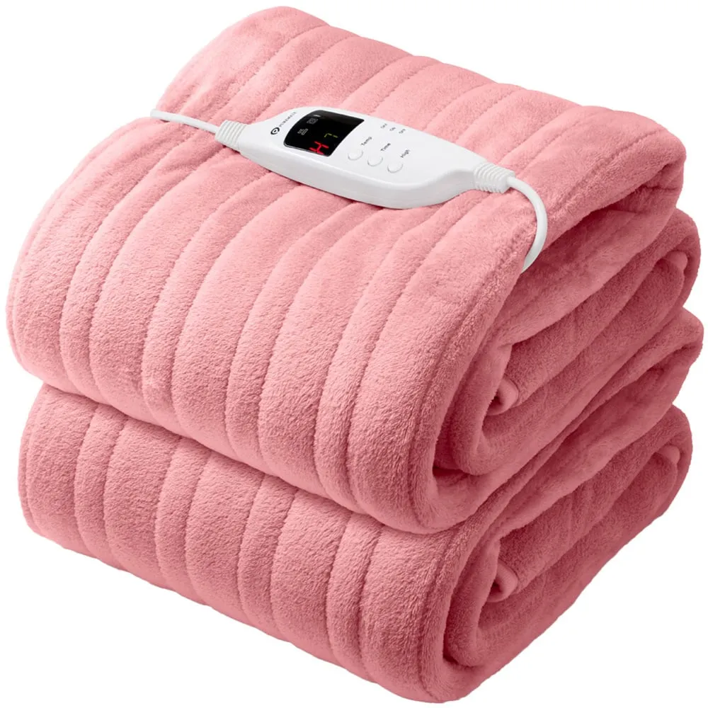 Electric Heated Throw with 9 Heat Settings - Pink, Fleece