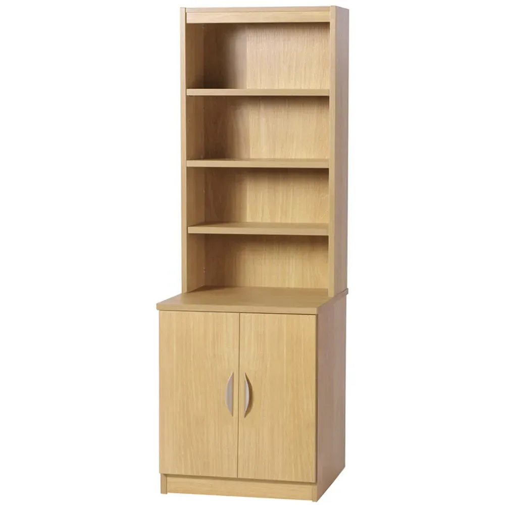 2 Door 4 Shelf Desk Height Cupboard with Hutch - Brown