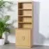 2 Door 4 Shelf Desk Height Cupboard with Hutch - Brown