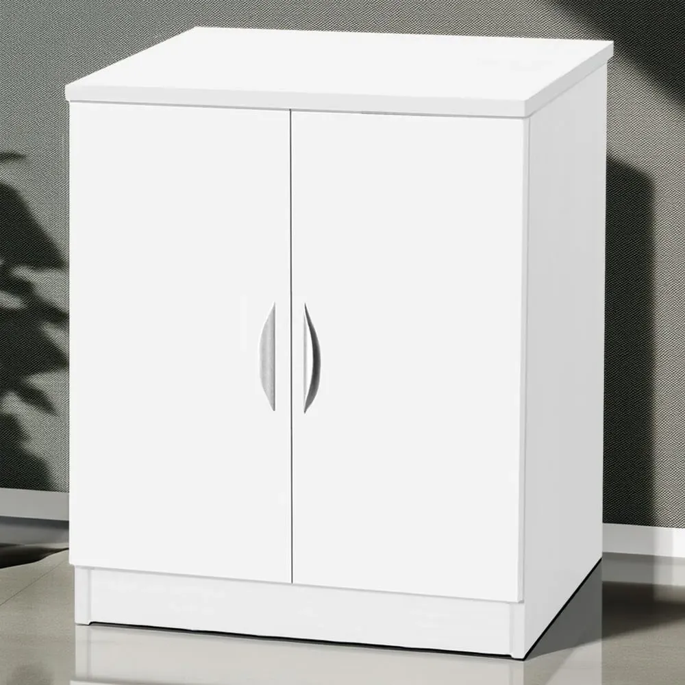 2 Door Desk Height Cupboard - White