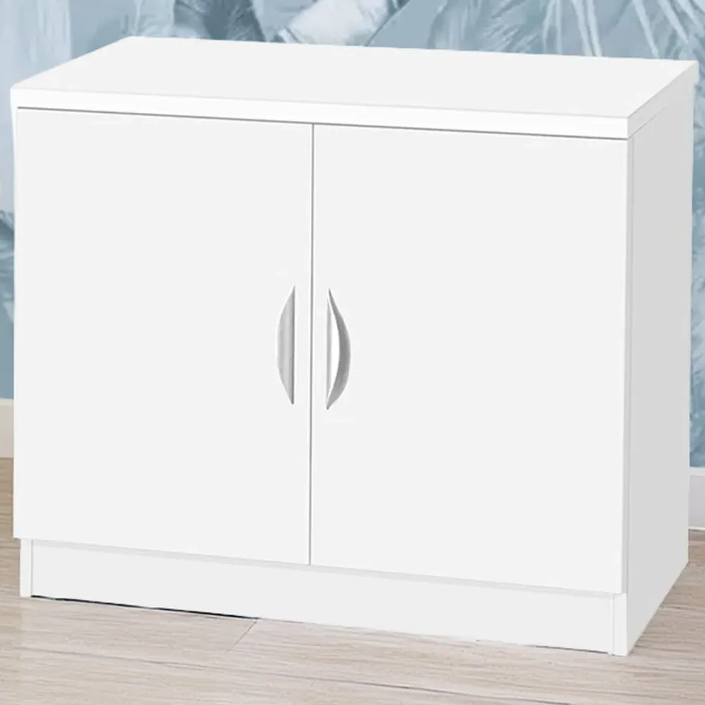 2 Door Wide Storage Cupboard - White