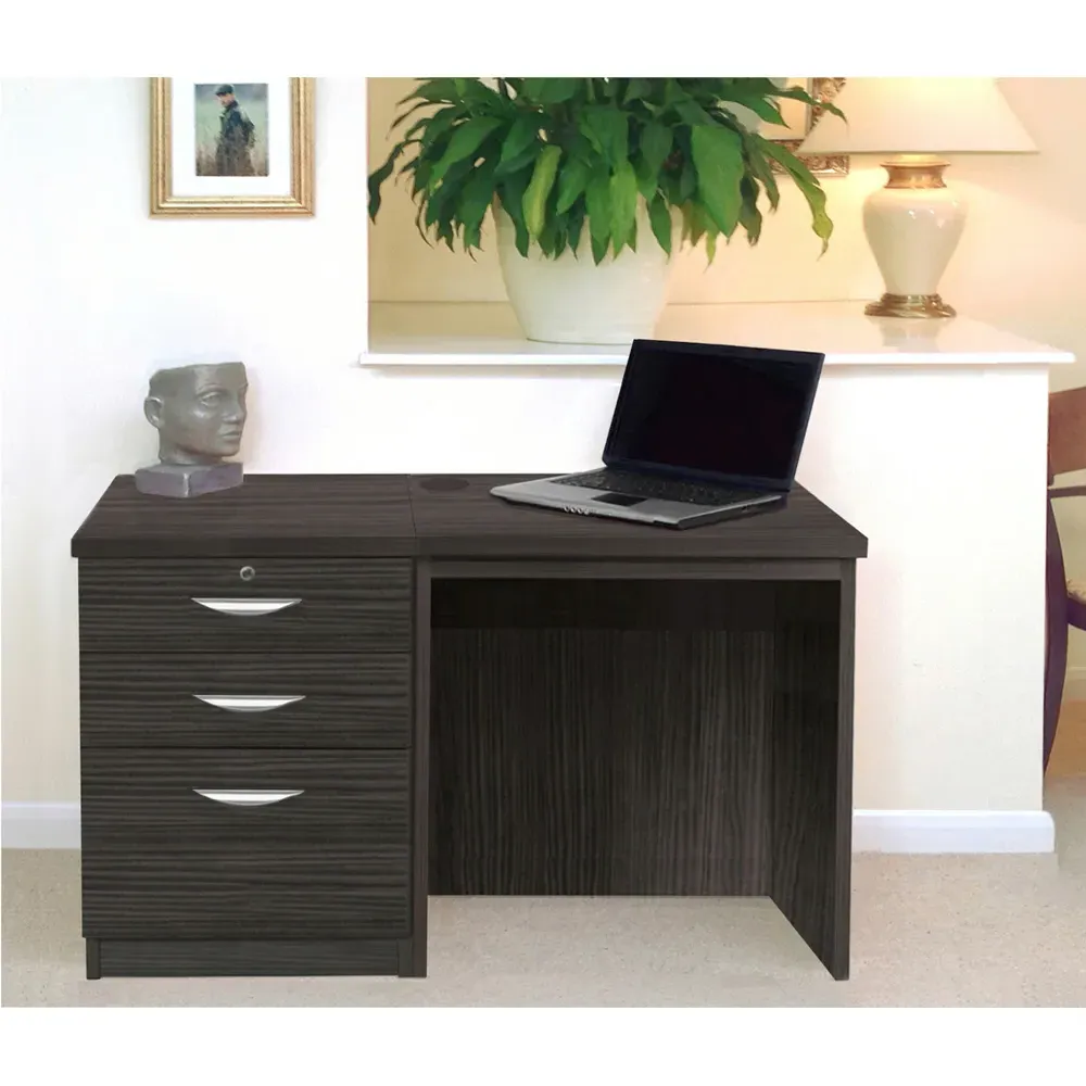 2 Drawer Single Cabinet Desk - Black