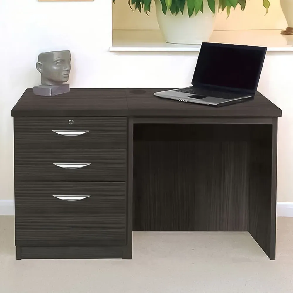 2 Drawer Single Cabinet Desk - Black image