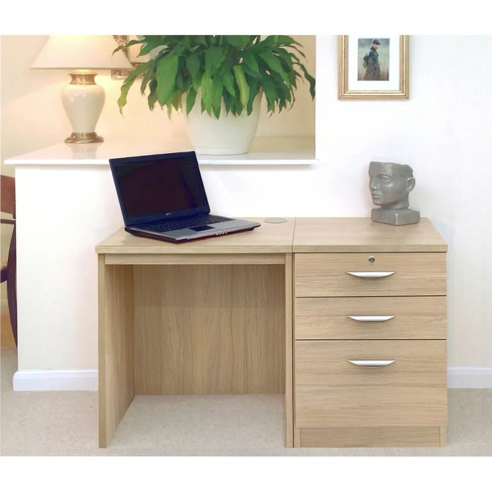 2 Drawer Single Cabinet Desk - Brown