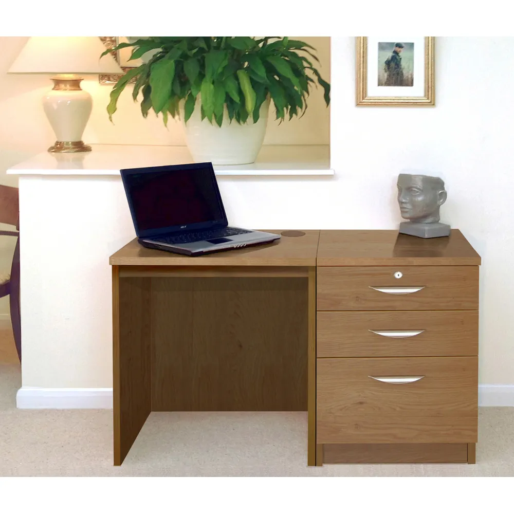 2 Drawer Single Cabinet Desk - Brown