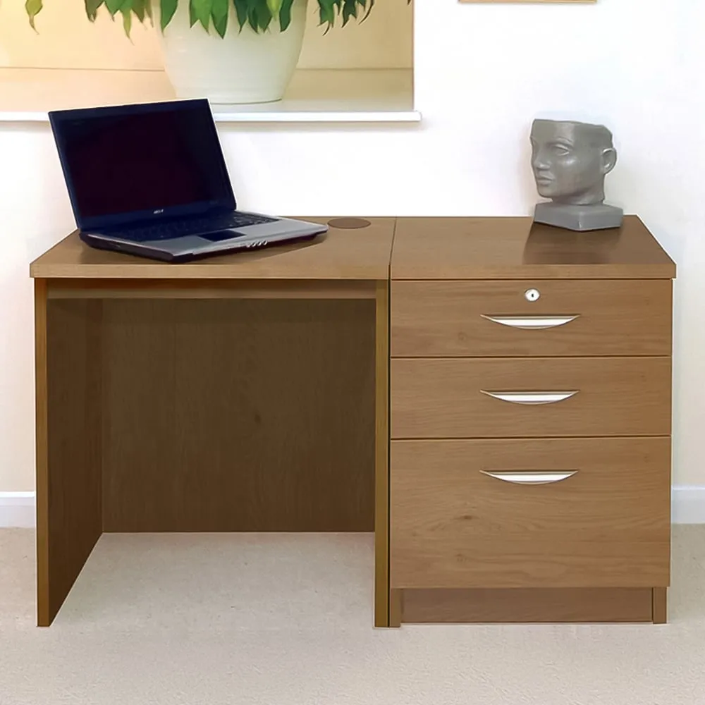 2 Drawer Single Cabinet Desk - Brown