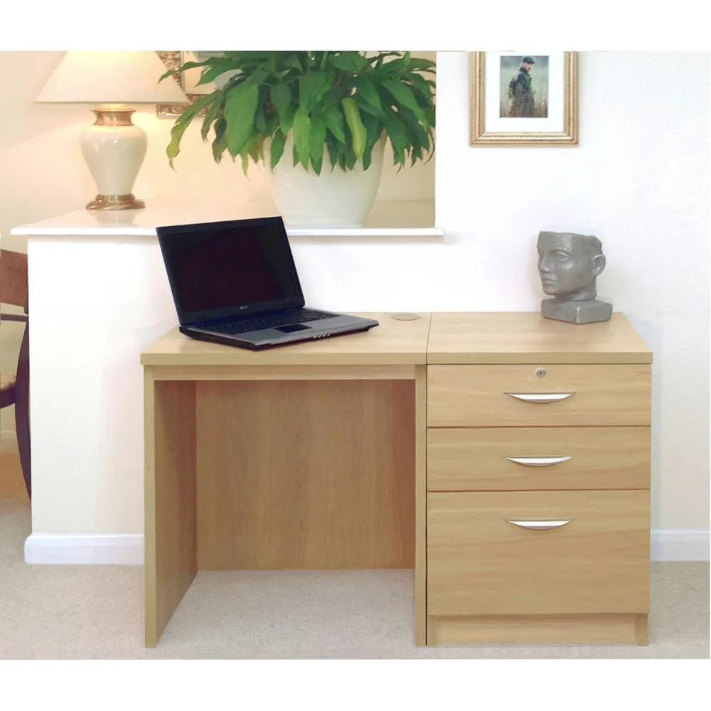 2 Drawer Single Cabinet Desk - Brown