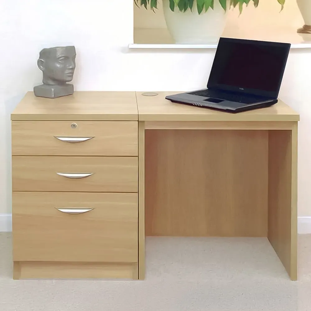 2 Drawer Single Cabinet Desk - Brown