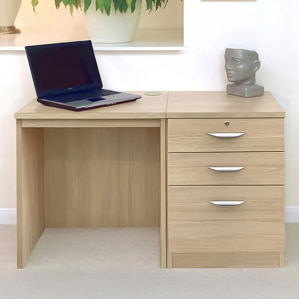 2 Drawer Single Cabinet Desk - Brown