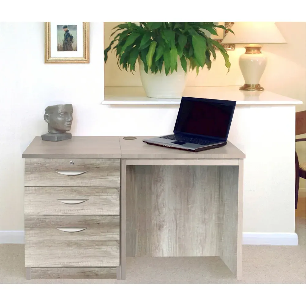 2 Drawer Single Cabinet Desk - Grey