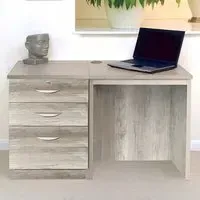 2 Drawer Single Cabinet Desk - Grey