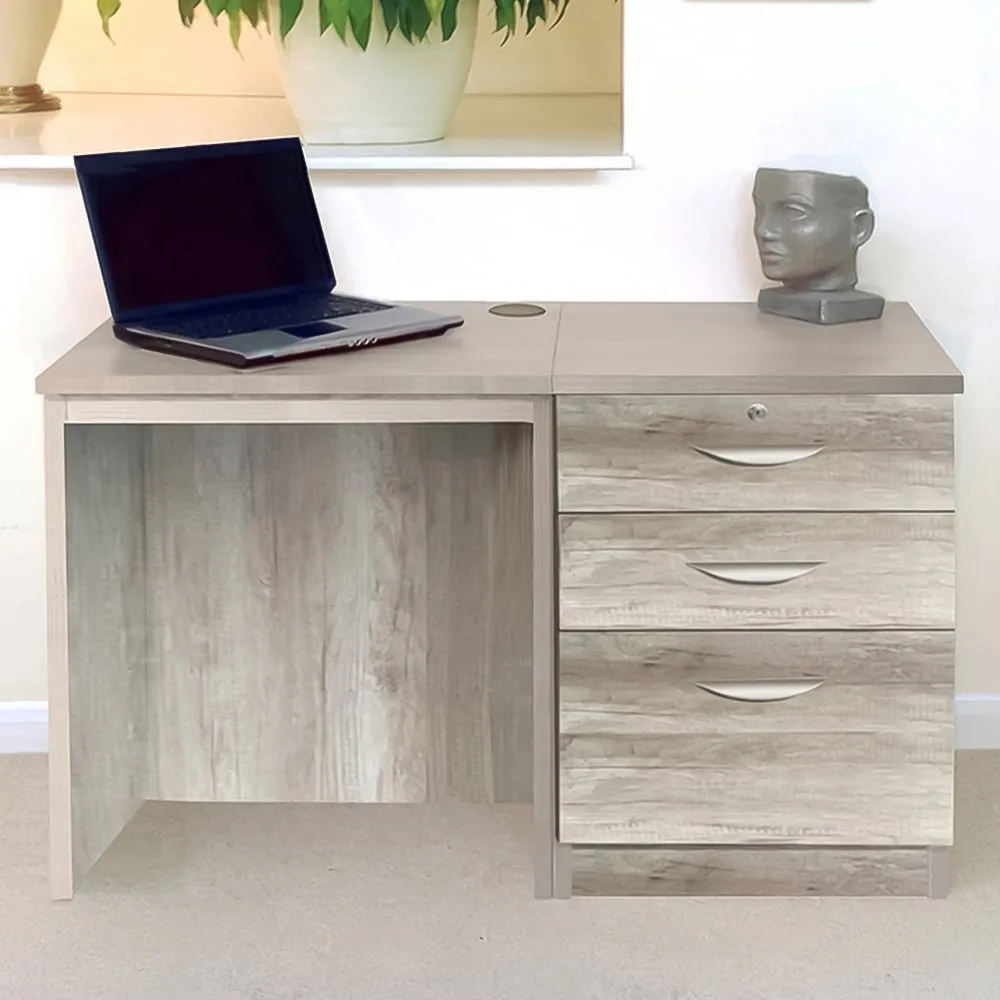 2 Drawer Single Cabinet Desk - Grey