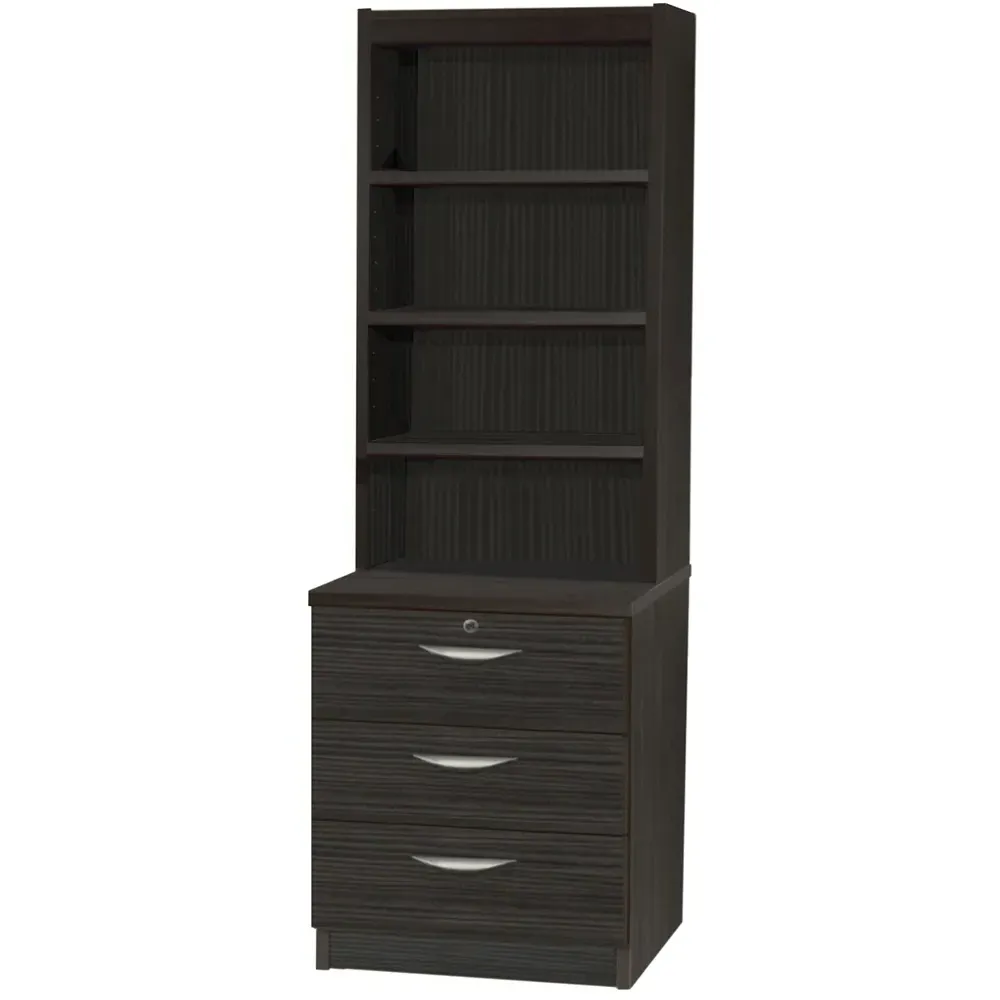 3 Drawer 4 Shelf Storage Chest with Hutch - Black