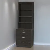 3 Drawer 4 Shelf Storage Chest with Hutch - Black