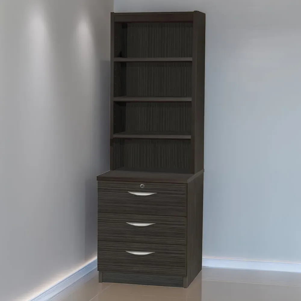 3 Drawer 4 Shelf Storage Chest with Hutch - Black image