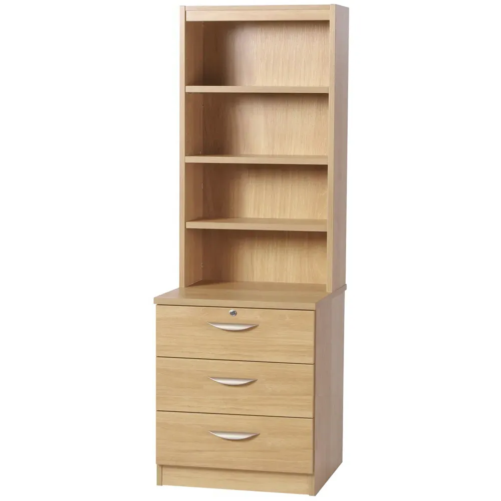 3 Drawer 4 Shelf Storage Chest with Hutch - Brown