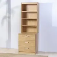 3 Drawer 4 Shelf Storage Chest with Hutch - Brown