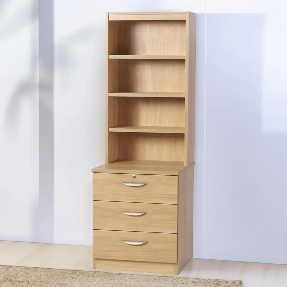 3 Drawer 4 Shelf Storage Chest with Hutch - Brown