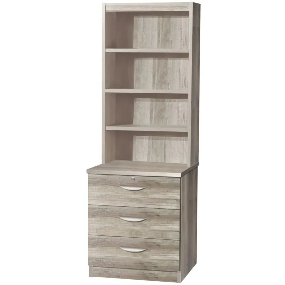 3 Drawer 4 Shelf Storage Chest with Hutch - Grey
