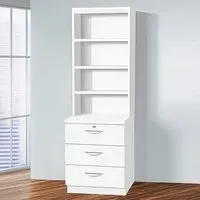 3 Drawer 4 Shelf Storage Chest with Hutch - White