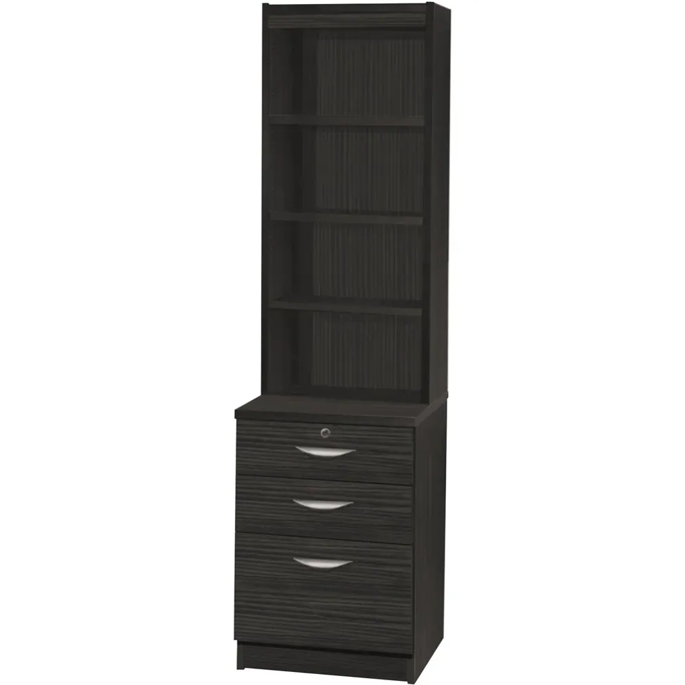 3 Drawer 4 Shelf Storage Unit with Hutch - Black