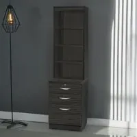 3 Drawer 4 Shelf Storage Unit with Hutch - Black