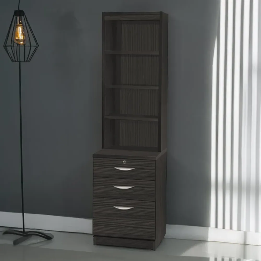 3 Drawer 4 Shelf Storage Unit with Hutch - Black image