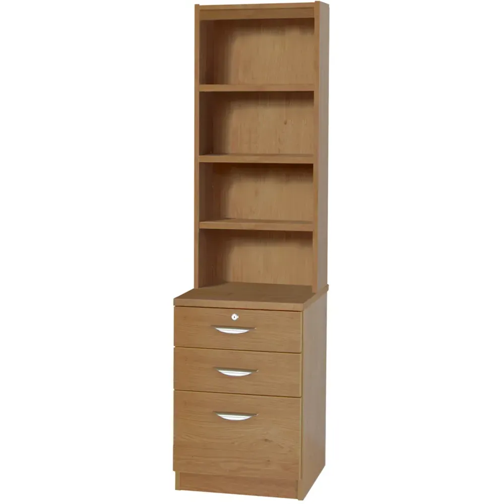 3 Drawer 4 Shelf Storage Unit with Hutch - Brown