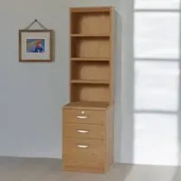 3 Drawer 4 Shelf Storage Unit with Hutch - Brown