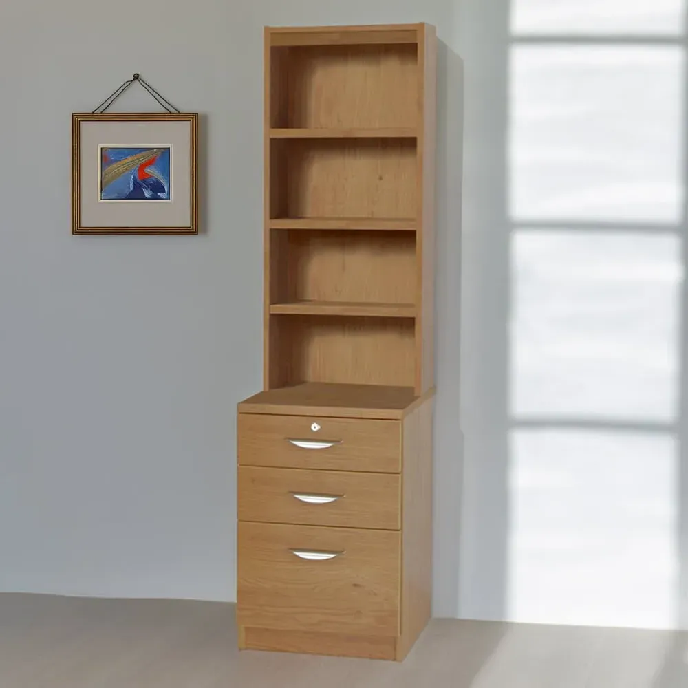 3 Drawer 4 Shelf Storage Unit with Hutch - Brown